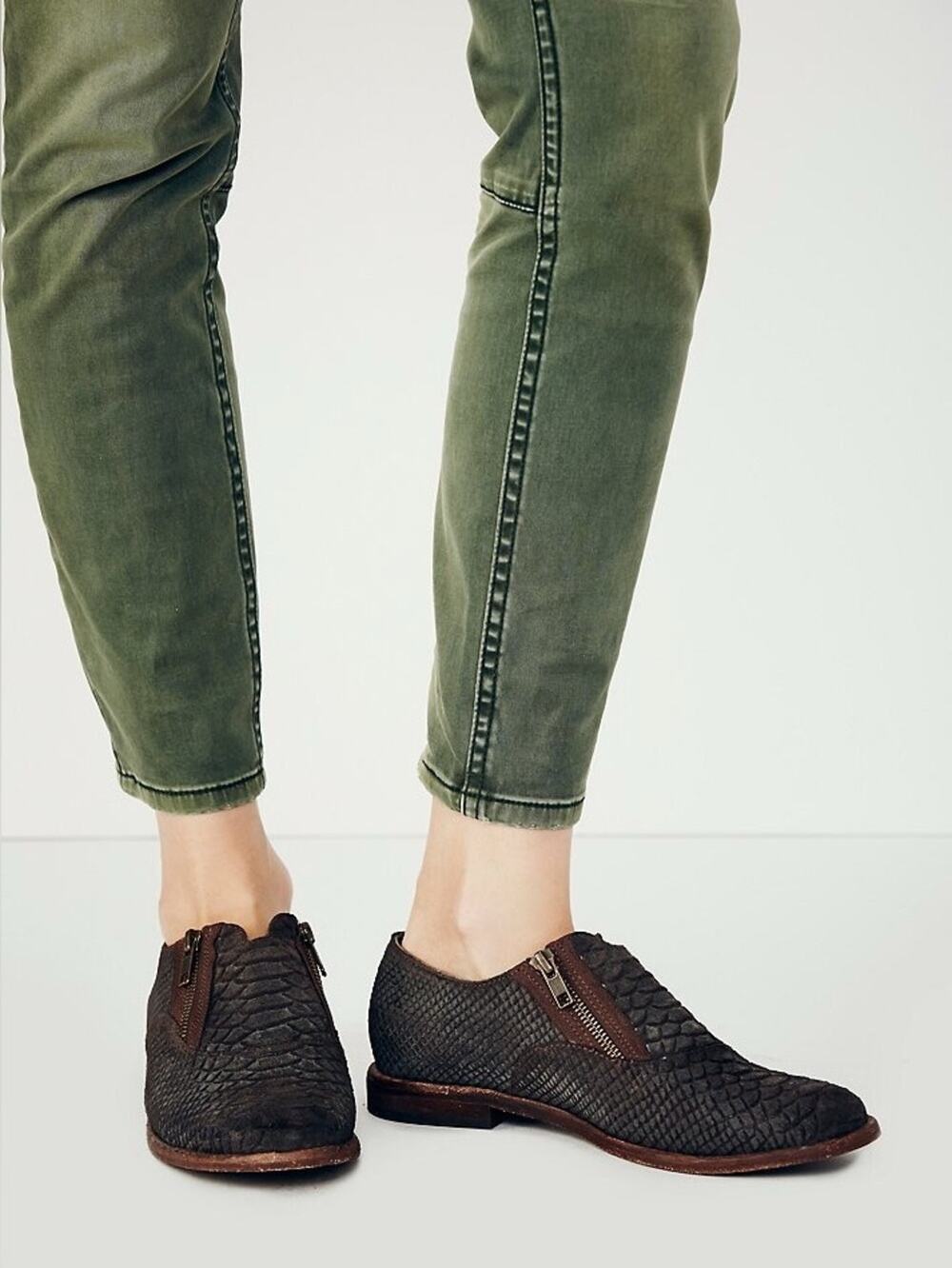 Free People Balboa Darby Loafer Slip On Flats Leather Zip Size 38
